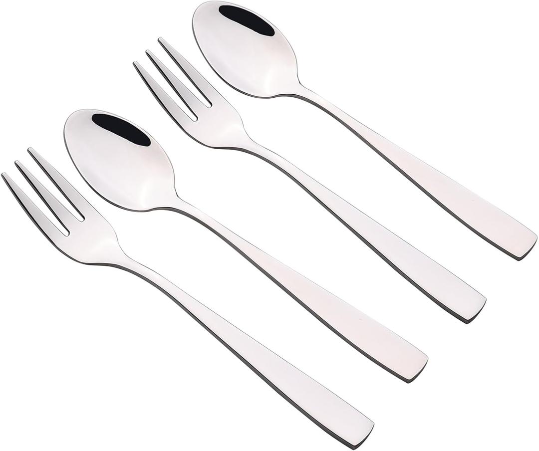 Begale 12-piece Stainless Steel Tea Spoons and Tasting Appetizer Cake Forks, 6 Tasting Forks + 6 Teaspoons