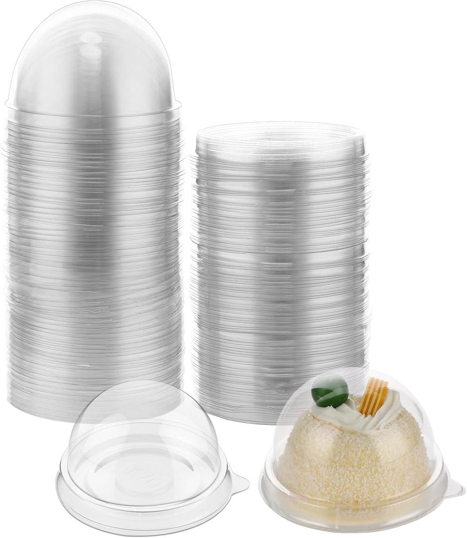 Patelai 150 Pcs Clear Plastic Mini Cupcake Container, Mini Cupcake Box Muffin Dome Muffin Single Container Box for Wedding Birthday Cheese Pastry Dessert Cake (Clear)