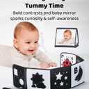 Black and White Baby Books for Newborn - Tummy Time Mirror & Sensory Toys Soft Montessori Toy for Infant Visual Stimulation, Brain Development & Early Learning - High Contrast Toys for 0-6 Months
