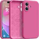 Ktele Magnetic for iPhone 16 Case [Compatible with Magsafe] [Premium Silicone Satin-Smooth Touch] Slim Shockproof Anti-Scratch Microfiber Lining Case, 6.1 inch, Pitaya