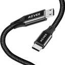 AGVEE 2 Pack 10ft USBC to Micro USB Cable, Gold Plated End Tips, Braided Charger Data Sync Cord Charging Adapter for Micro USB Devices, PS4, Kindle, Android Phone, Black
