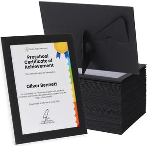 8.5x11 Picture Frame with Clear Window and Easel Back - Cardboard Document Frame for Certificates, Diplomas, Degrees, Awards, and Art Photos - Perfect for Gallery Wall or Desktop Display (10 Count, Black)