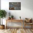 YIOZHAOFH Deer Wall Art Decor Wildlife Animal Elk Portrait Pictures Canvas Print Posters Forest Painting Modern Office Framed Artwork Ready to Hang(16" L x 24" W)