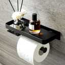 Decor Toilet Paper Holder - Small Bathroom Decoration Holder Toilet Air Freshener, Small Bathroom Accessories, Matte Black (Black With Shelf)