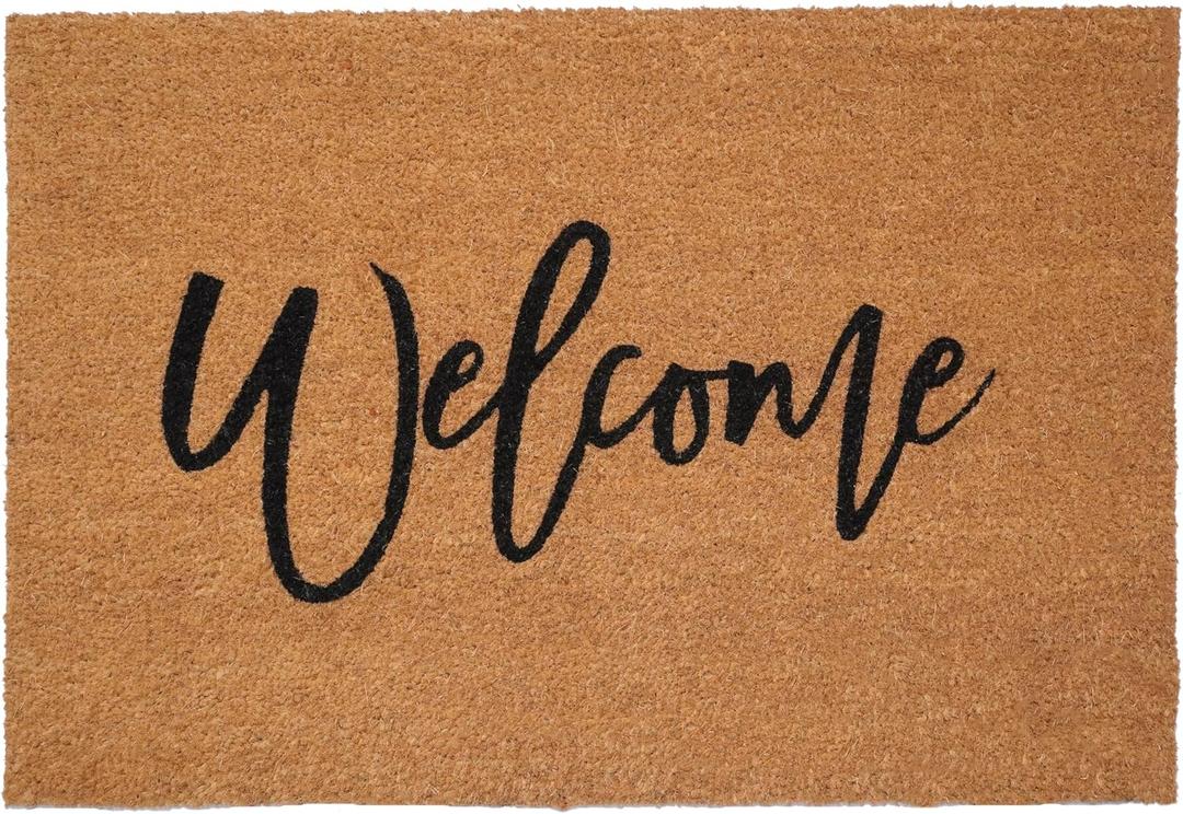 Calloway Mills Cursive Welcome Doormat (Tan/Black, 24" x 36")
