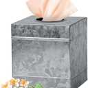 Autumn Alley Square Rustic Tissue Box Cover - Industrial Farmhouse Galvanized Tissue Box Holder - Perfect Rustic Style Decor  Galvanized Bathroom Accessories (Grey)