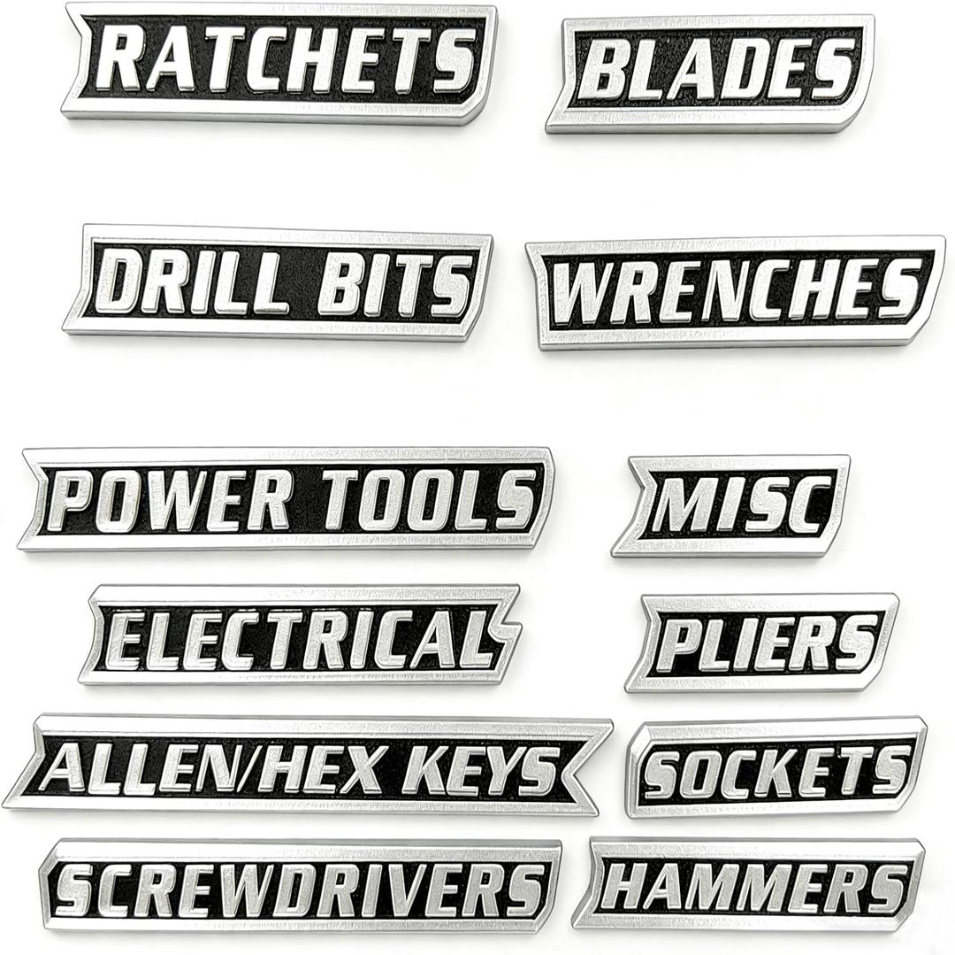 Magnetic Toolbox Labels 12 Pack, 3D Printed Tool Box Organizers