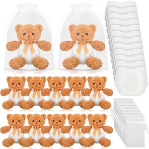 12 Sets Bear Blindfolded Diaper Changing Baby Shower Games Baby Dolls Diapers for Bridal Shower Gender Reveal Games Prizes Gifts for Adults Boys Girls (Brown)