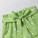 Toddler Girl Clothes Tie Knot Shoulder Sleeveless Ruffle Tops Bow Tie Waist Shorts Toddler Clothes for Girls (4-5T, Green)