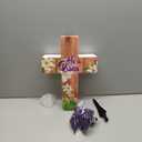 Easter Solar Lighted Cross with Purple Scarf He Is Risen Spring Outdoor Solar Religious Yard Decoration Light up Easter Cross Stakes for Home Outside Church Garden Porch Lawn Memorial Decor