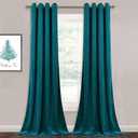 Velvet Teal Green Curtains for Living Room Long Light Blocking Velvet Curtain Panels Privacy Eyelet Panels Drapes for Bedroom/Sliding Glass, 2 PAck,  40x60 Inch
