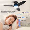 Flush Mount Ceiling Fans with Lights 42 Inch, 3 Blade LED Low Profile Ceiling Fans with Remote for Bedroom Living Room Patio, Dimmable, 3CCT, Quiet Reversible DC Motor, Black