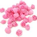 Artificial Flowers 100PCS 3CM Mini Fake Roses for DIY Wedding Bouquets Centerpieces Party Baby Shower Home Decorations (Pink)