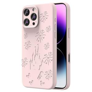 OAOA Magnetic Engraved Case Compatible with iPhone 16 Pro Max Case, Compatible with Magsafe, Camera All-Round Protection, Slim Liquid Silicone Phone Case for Women Girls, Pink Castle