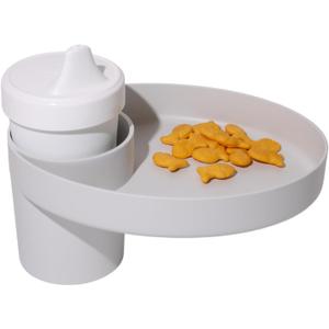 Travel Tray Oval USA Made Extend Your Current Cup Holder to Hold Your Cup Plus A Tray for Snacks, Toys and Accessories. Use in a Car Seat, Booster, Stroller, Golf Cart, Outdoor Chair, Slate Gray