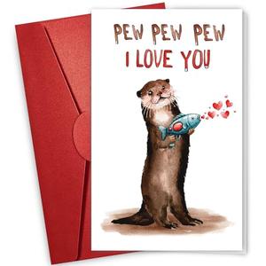 NewEleven Valentine's Day Gifts For Couples - Valentine's Day Gifts For Him, Her, Girlfriend, Boyfriend Birthday Gift - Any Gift, Cute Otter Card From Her, Him - Greeting Card 2 Pack