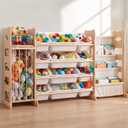 Toy Storage Organizer with Bookshelf and Stuffed Animal Storage 60.7'' L | Toy Storage Organizer with 12 Bins, Playroom Thickened and Widened Book Toy Organizer for Bedroom Decor
