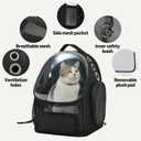 Amazon Basics Pet Carrier Backpack for Small Cats & Dogs, Collapsible Travel Carrier with Bubble Window & Breathable Mesh, Foldable for Travel, Black
