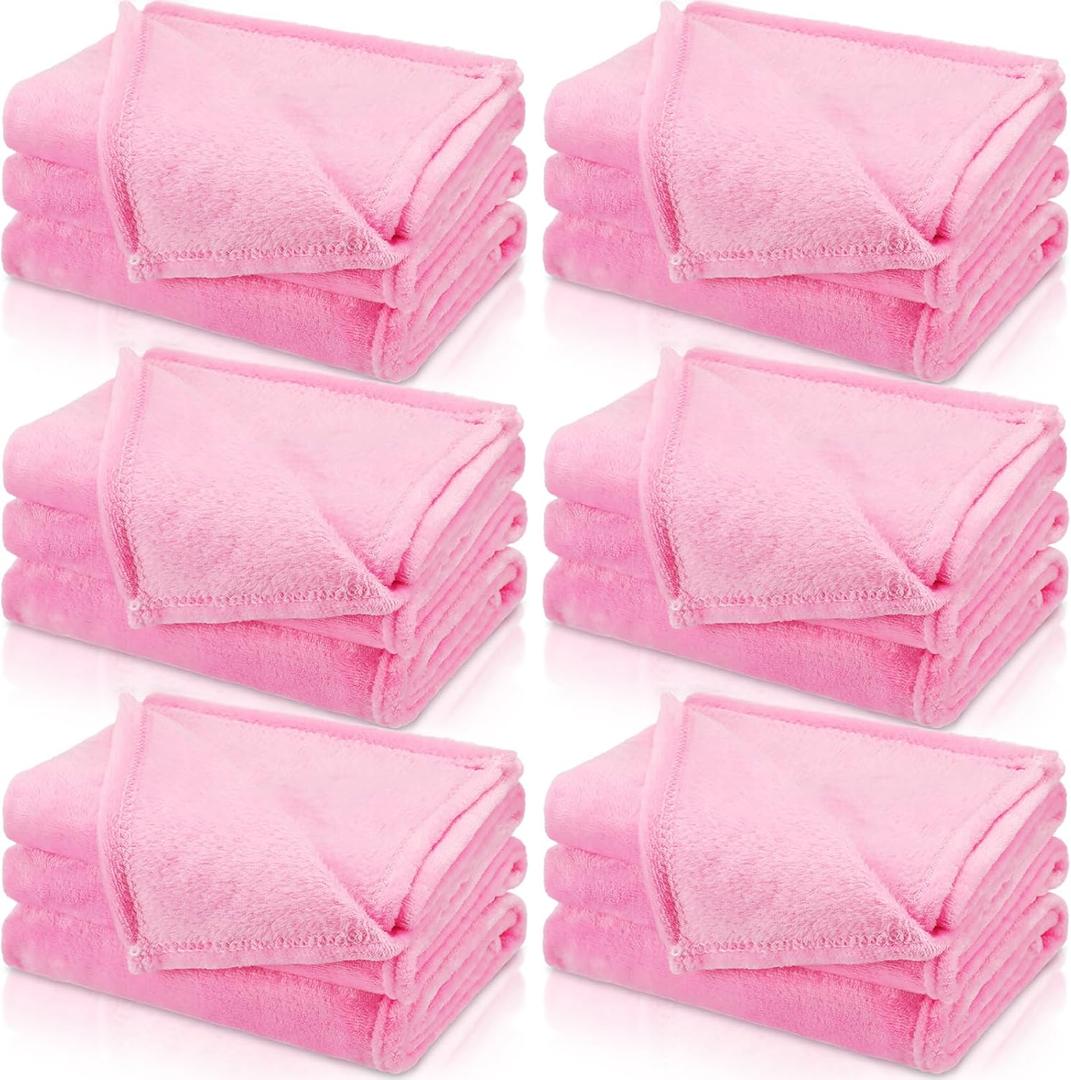 SmoothNovelty 6 Pcs Fleece Throw Blanket Bulk for Kids Soft Plush Flannel Throw for Kids Girl Sleepover Slumber Night Galentine's Party Bed Couch(Pink,51 x 71 Inch)
