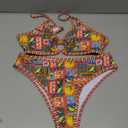 Fanuerg Women's Triangle Bikini Sets O Ring Linked Two Piece Swimsuits Floral Printed Cheeky Bathing Suit Lemon Fruit Print Small
