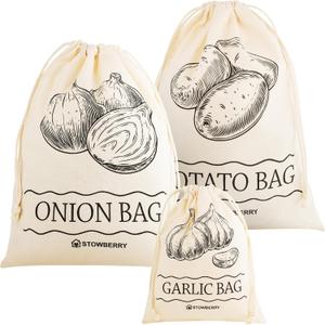 Vegetable Storage Bags Set of 3, 11.8" x 15.7", 11.8" x 15.7", 7.9" x 9.8"