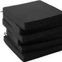 Outdoor Chair Cushions, Water-Resistant & Fade-Resistant, Patio Furniture Seat Replacement Chair Pads with Ties Zipper, Removable Cover, Non-Slip Bottom, Set of 6, 18.5 x 16 Inch, Black