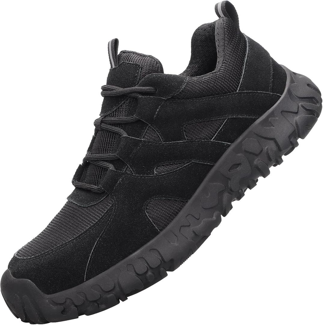 Steel Toe Shoes for Women Men Lightweight Slip Resistant Safety Work Shoe with Impact & Puncture Resistance for Protection (Black)