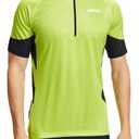 ASTRYON Mens Cycling Jersey Short Sleeve UPF Half Zip with 3+1 Zipper Pockets Breathable Quick Dry Moisture Wicking Fabric Green (L)