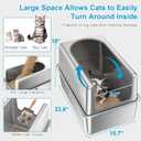 16'' High Sides XXXL All Stainless Steel Cat Litter Box with Lid,8'' Deep Metal Litter Box for Big Cats,Extra Large Litter Boxes with High Wall Enclosure,Anti-Leakage,Never Absorbs Odors,Non-Sticky