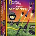 NATIONAL GEOGRAPHIC Air Rocket Toy – Ultimate LED Rocket Launcher for Kids, Jump and Launch The Light Up, Air Powered, Foam Tipped Rockets up to 100 Feet