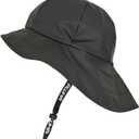AWHA Souwester, Rain Hat - Waterproof Cap with Wide Brim and Earflaps (One Size, Black)