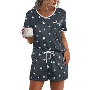 Ekouaer Pajama Top for Women Lounge Short Sleeve Top, Soft Sleepwear, 2XL