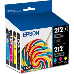 EPSON 212 Claria Ink High Capacity Black & Standard Color Cartridge Combo Pack (T212XL-BCS) Works with WorkForce WF-2830, 2850 and Expression XP-4100, 4105