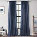 Navy Blue Curtains 108 inch Length for Bedroom Back Tab Light Filtering Semi Sheer Blue Living Room Curtains Linen Cotton Textured Indigo Blue Drapery Panel Modern Aesthetic Decor 42" Wx108" L