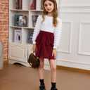 Toddler Girls Clothes Sets: Puff Sleeve Tops Plaid Mini Skirts Skirt Set 2 Piece Fall Winter Outfits 2-8 Years (XS)