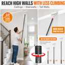 9 in Paint Roller Kit, 4 ft Adjustable Extension Pole, 3 Covers | 5-Wire Cage Frame,Steel Sections Handle,Fits Standard 9 In Covers, Low-Shed Microfiber, Ceilings, High Walls, Stairwells, 1.1 inches
