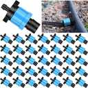 Frienda 50 Pcs Drip Irrigation Kit, 1/4" Barb for 5/8" Drip Tape, Twist Locks, Blue PP Plastic, Suitable for Gardens, Landscaping