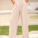 BTFBM Women High Waist Palazzo Pants Summer 2026 Casual Wide Leg Trousers Loose Work Office Business Suit Pant Pockets (Beige, M)