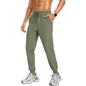 Men's Sweatpants Athletic Pants Joggers with Zipper Pockets Lightweight Quick Dry Workout Track Pants for Gym Running (Green, XXL)