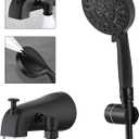 Black Tub Spout with Diverter,10 Settings High Pressure Hand held Shower with ON/OFF Pause Switch, All Metal Bathtub Faucet with Sprayer