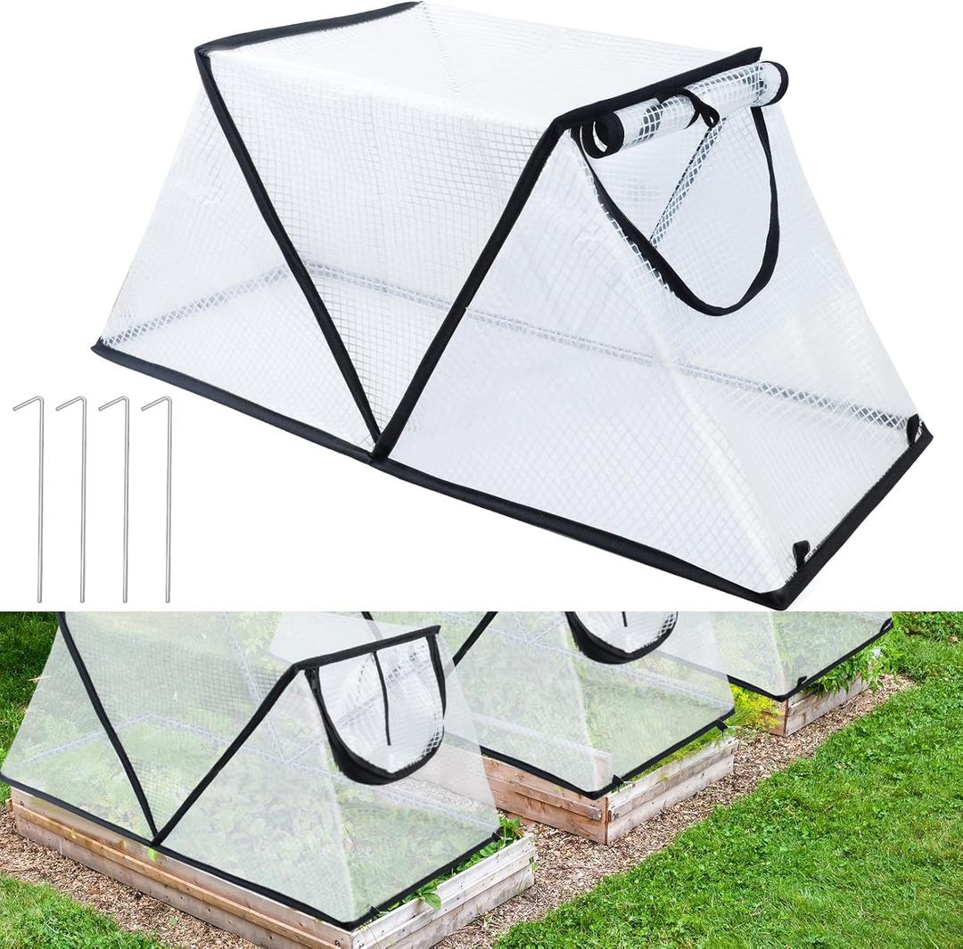 Garden Row Accelerator Plants Cover, Foldable Raised Garden Bed Cover with Zipper Door Waterproof Small Greenhouse Plant Cage Guard Protector for Vegetable Flower Fruits from Animals,31×13×14In