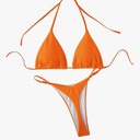 GORGLITTER Women's High Cut Thong Bikini Sets Halter Triangle Top Swimsuit Bathing Suit M