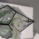 NCYP Silver Hanging Glass Geometric Terrarium, 6.8 x 6.8 x 8.6 Inches Teardrops Shape Display Planter for Succulent Air Plants, Indoor Decor Flower Holder, Handmade (NO Plants)