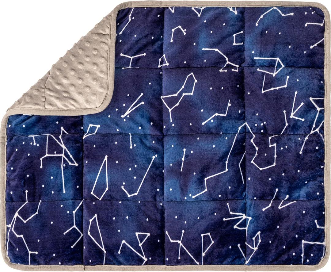Florensi Weighted Lap Pad - 20 x 23 in, 7 lb, Blue Constellations, Focus & Calm with Sensory Blanket, Portable Travel & Cooling Blanket, Durable & Washable Weighted Pad