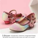 Girls Dress Shoes Toddler Princess Shoes Glitter Flower Little Girl Flats Mary Jane Heels for Party Wedding, Size 5