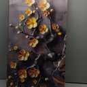 Large Canvas Wall Art for Living Room Bedroom Home Office Grey and Gold Metal Color Plum Blossom Picture Modern Canvas Prints Framed Wall Decor Size 20x40