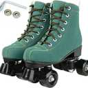 Silvertree Roller Skates for Women and Men PU Leather High-top Adult Roller Derby Skates Wheels Light Up Roller Skates Four-Wheel Shiny Roller Skates for Girls Boys Unisex, Size: Women's 8 / Men's 6.5