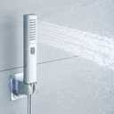 LUYU Square Handheld Shower Head - Dual Spray Modes (Rain Shower & Power Jet), Mirror Chrome Finish, AirBoost Water Saving Tech, Ergo Grip for Low Pressure Bathrooms, 5-Layer Filter (Head Only)