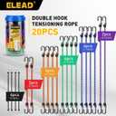 Bungee Cords Heavy Duty Outdoor: 20 Pcs Premium Rubber Bungee Cords with Hooks in a Storage Jar Includes 10", 18", 24", 30", 36", 48" Bungee-Cord for Camping, Tent, Fastening Items