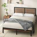 Zinus Kai Bamboo and Metal Platform Bed Frame with Headboard, No Box Spring Needed, Easy Assembly, Queen, Brown